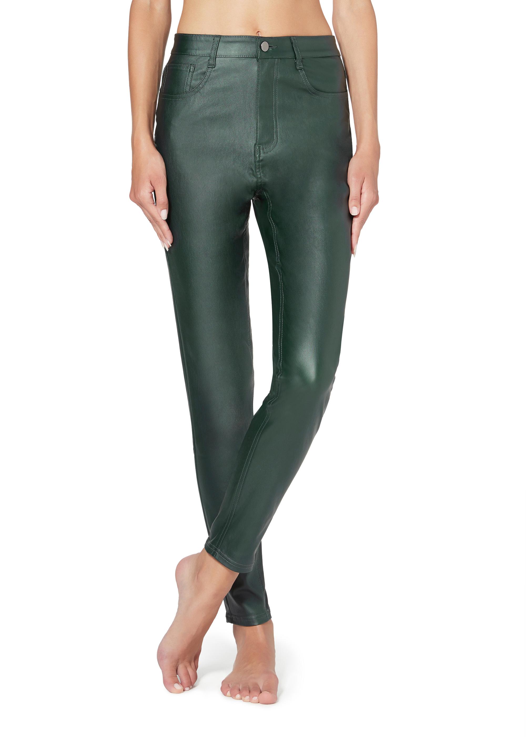 Leggings Effetto Pelle Verde Calzedonia Lei Trendy