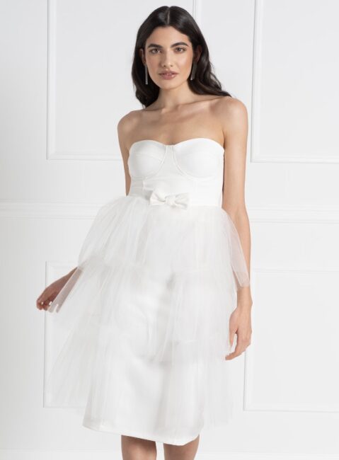 Vestito Da Sposa Con Gonna In Tulle Staccabile Rinascimento